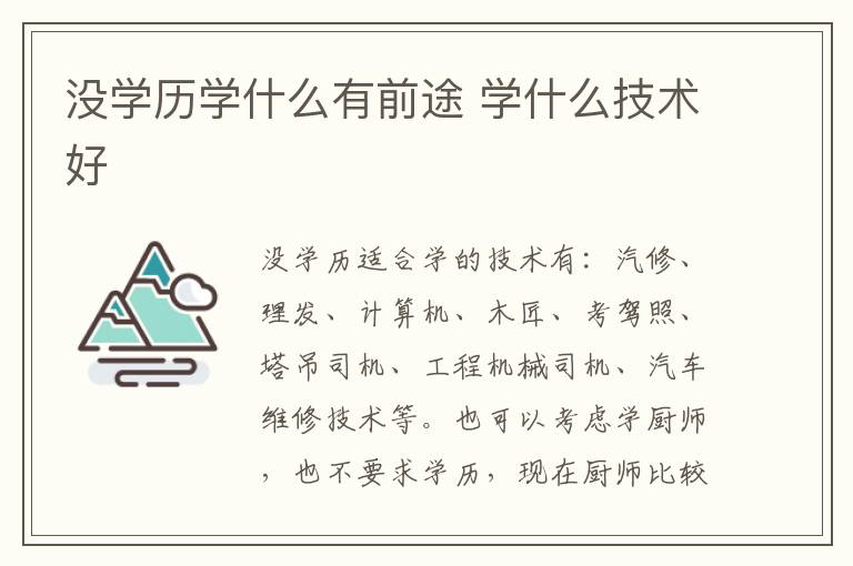 没学历学什么有前途 学什么技术好