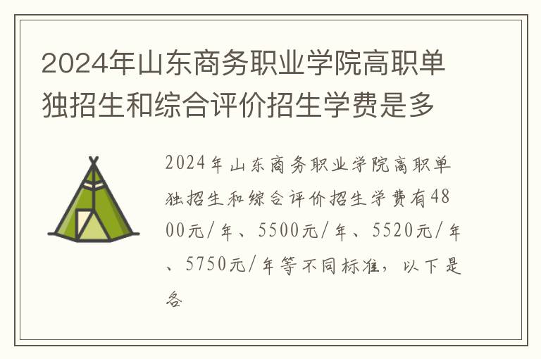 2024年山东商务职业学院高职单独招生和综合评价招生学费是多少及各专业收费标准