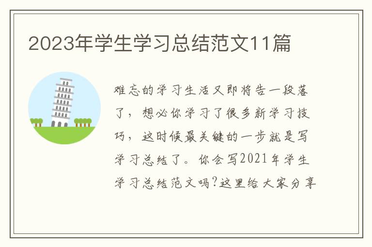 2023年学生学习总结范文11篇