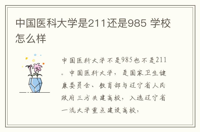 中国医科大学是211还是985 学校怎么样