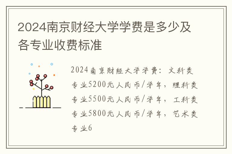 2024南京财经大学学费是多少及各专业收费标准