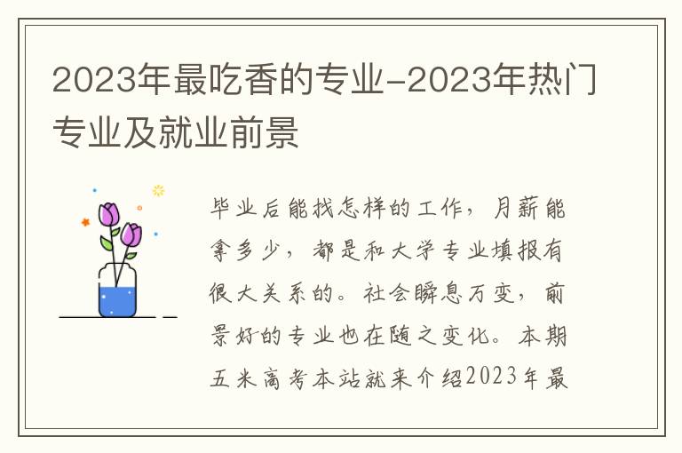 2023年最吃香的专业-2023年热门专业及就业前景