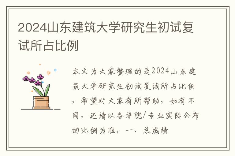 2024山东建筑大学研究生初试复试所占比例