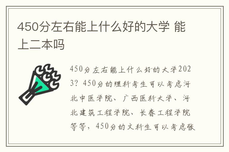 450分左右能上什么好的大学 能上二本吗