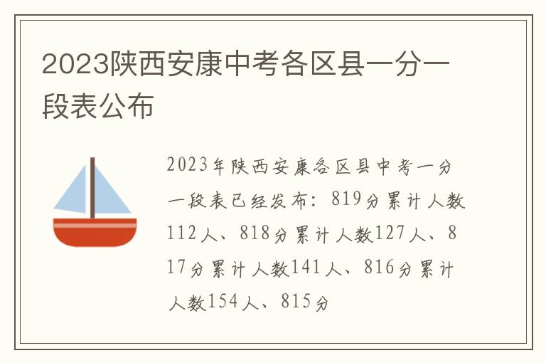 2023陕西安康中考各区县一分一段表公布