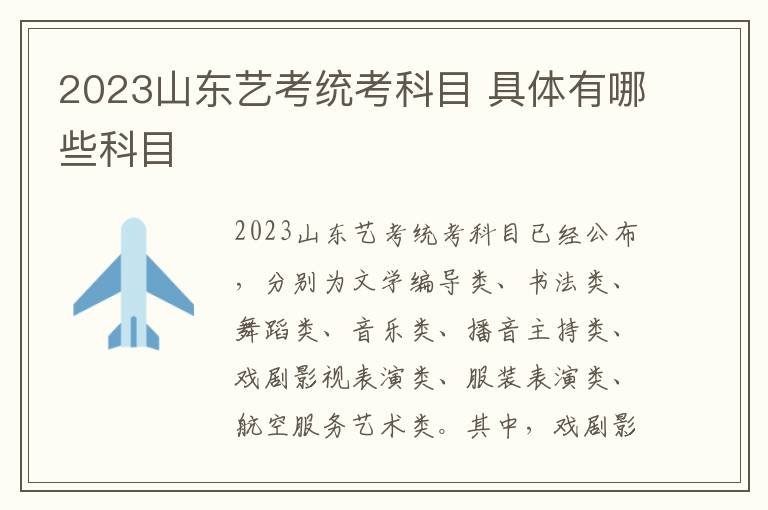 2023山东艺考统考科目 具体有哪些科目