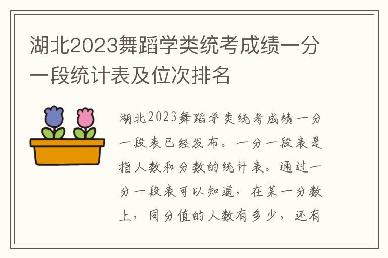 湖北2023舞蹈学类统考成绩一分一段统计表及位次排名