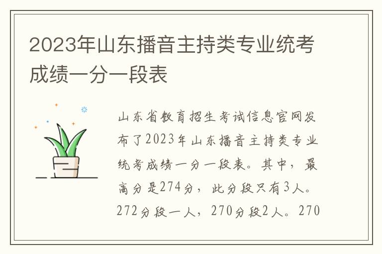 2023年山东播音主持类专业统考成绩一分一段表