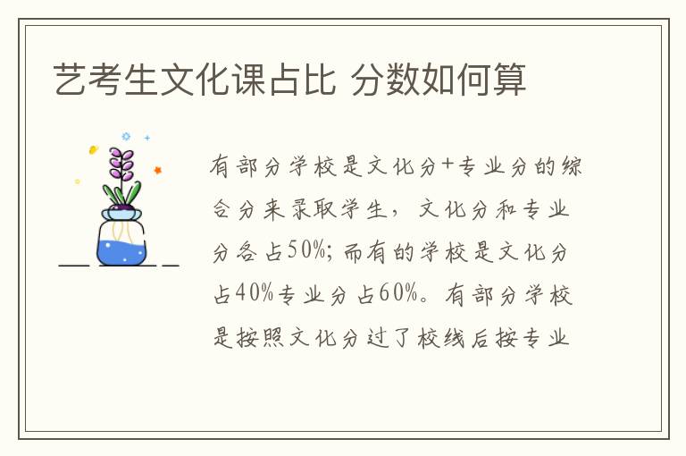 艺考生文化课占比 分数如何算