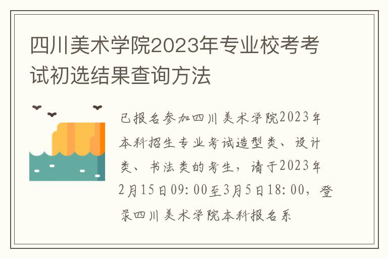 四川美术学院2023年专业校考考试初选结果查询方法