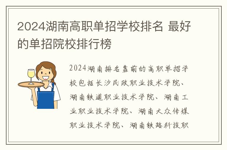 2024湖南高职单招学校排名 最好的单招院校排行榜