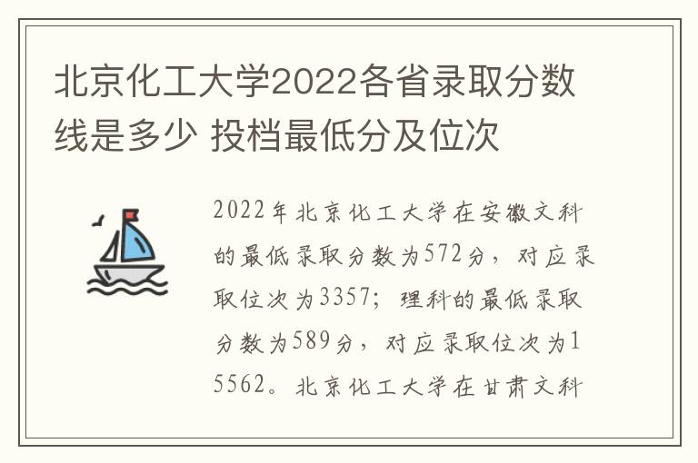 北京化工大学2022各省录取分数线是多少 投档最低分及位次