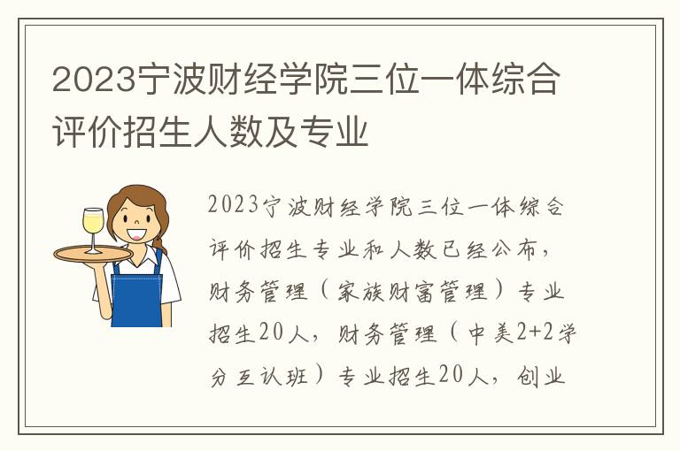 2023宁波财经学院三位一体综合评价招生人数及专业