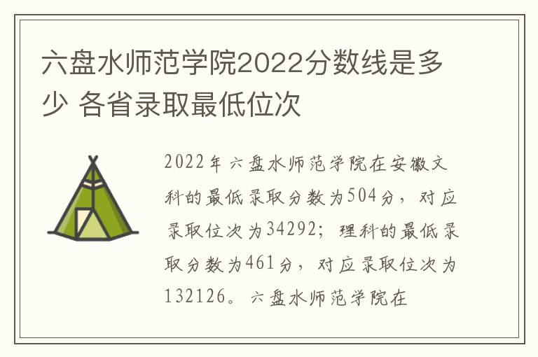 六盘水师范学院2022分数线是多少 各省录取最低位次