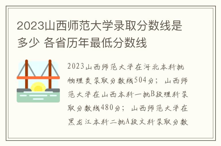 2023山西师范大学录取分数线是多少 各省历年最低分数线