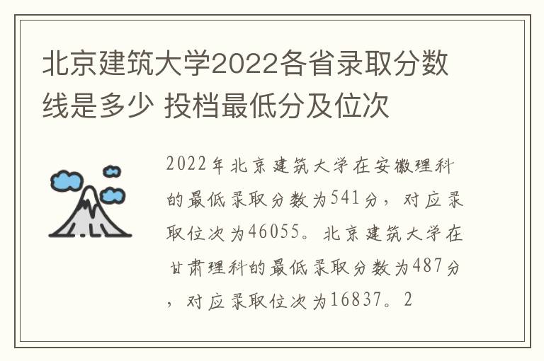 北京建筑大学2022各省录取分数线是多少 投档最低分及位次