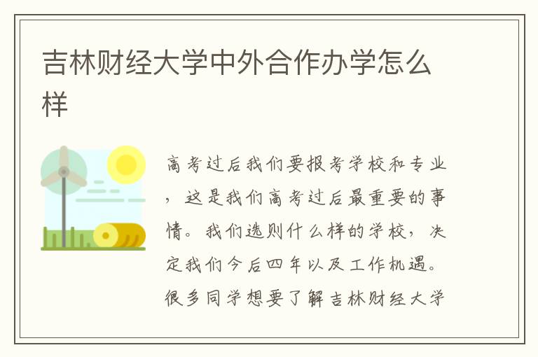 吉林财经大学中外合作办学怎么样