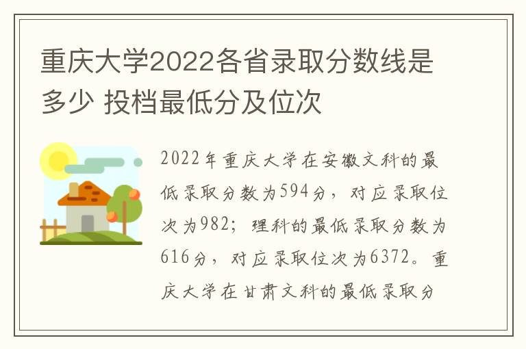 重庆大学2022各省录取分数线是多少 投档最低分及位次