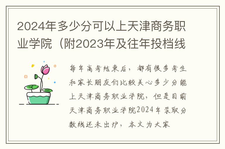 2024年多少分可以上天津商务职业学院（附2023年及往年投档线参考）