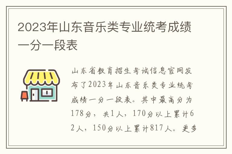 2023年山东音乐类专业统考成绩一分一段表