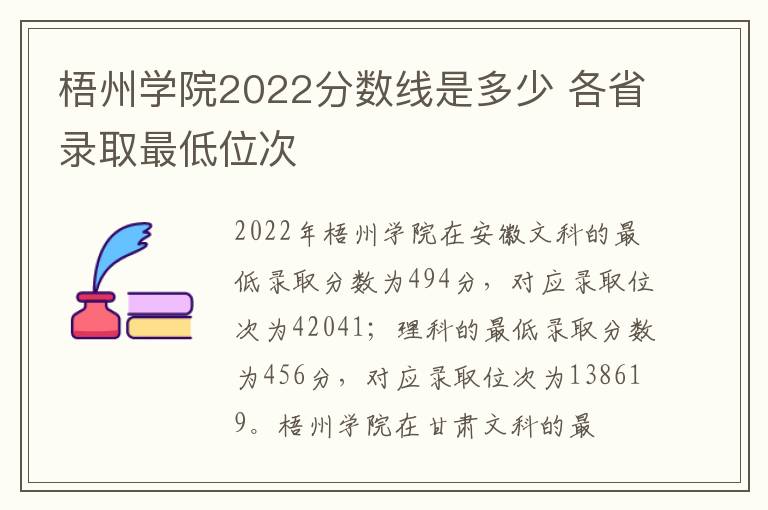 梧州学院2022分数线是多少 各省录取最低位次