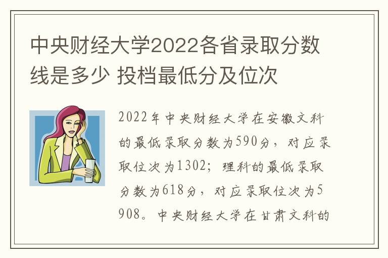 中央财经大学2022各省录取分数线是多少 投档最低分及位次