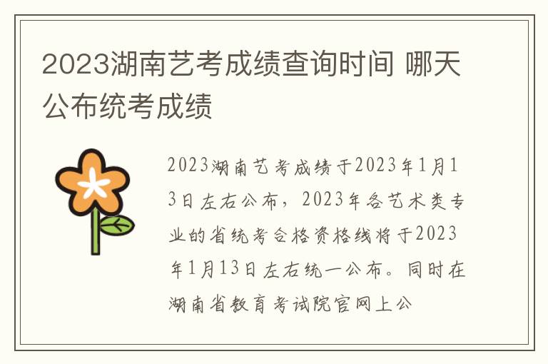 2023湖南艺考成绩查询时间 哪天公布统考成绩