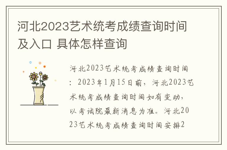 河北2023艺术统考成绩查询时间及入口 具体怎样查询