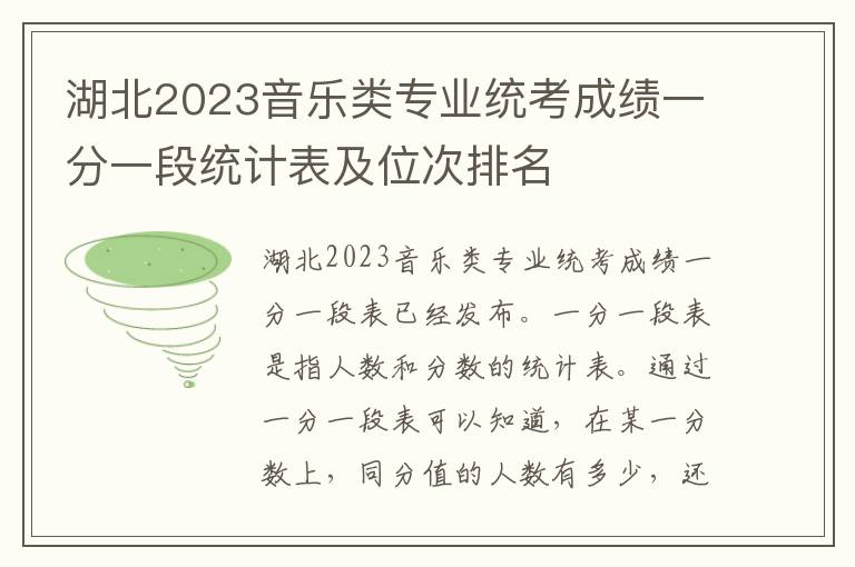 湖北2023音乐类专业统考成绩一分一段统计表及位次排名