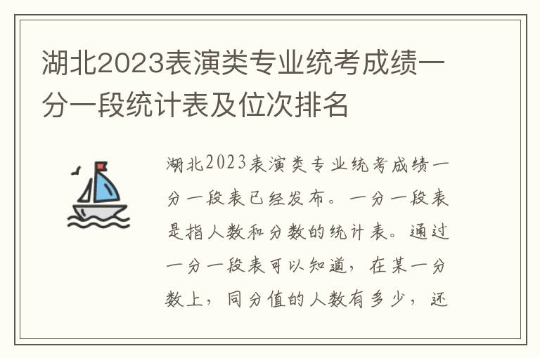 湖北2023表演类专业统考成绩一分一段统计表及位次排名