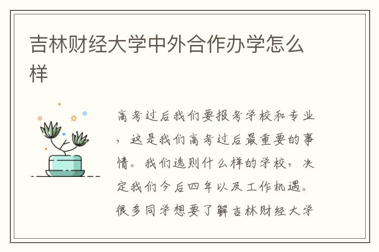 吉林财经大学中外合作办学怎么样